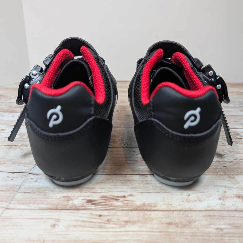 Peloton Bike & Bike Cycling Shoes Red Black White Unisex Size 38 Like New Size 8 - Picture 9 of 16